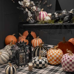 MacKenzie-Childs Pumpkins|The Halloween Shop<Courtly Check Glossy Mini Pumpkin
