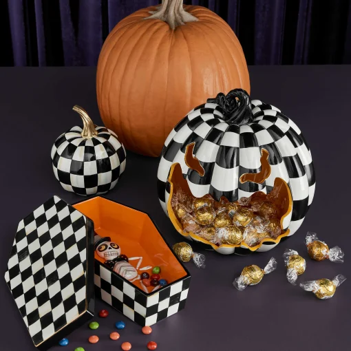 MacKenzie-Childs Pumpkins|The Halloween Shop<Courtly Check Glossy Mini Pumpkin