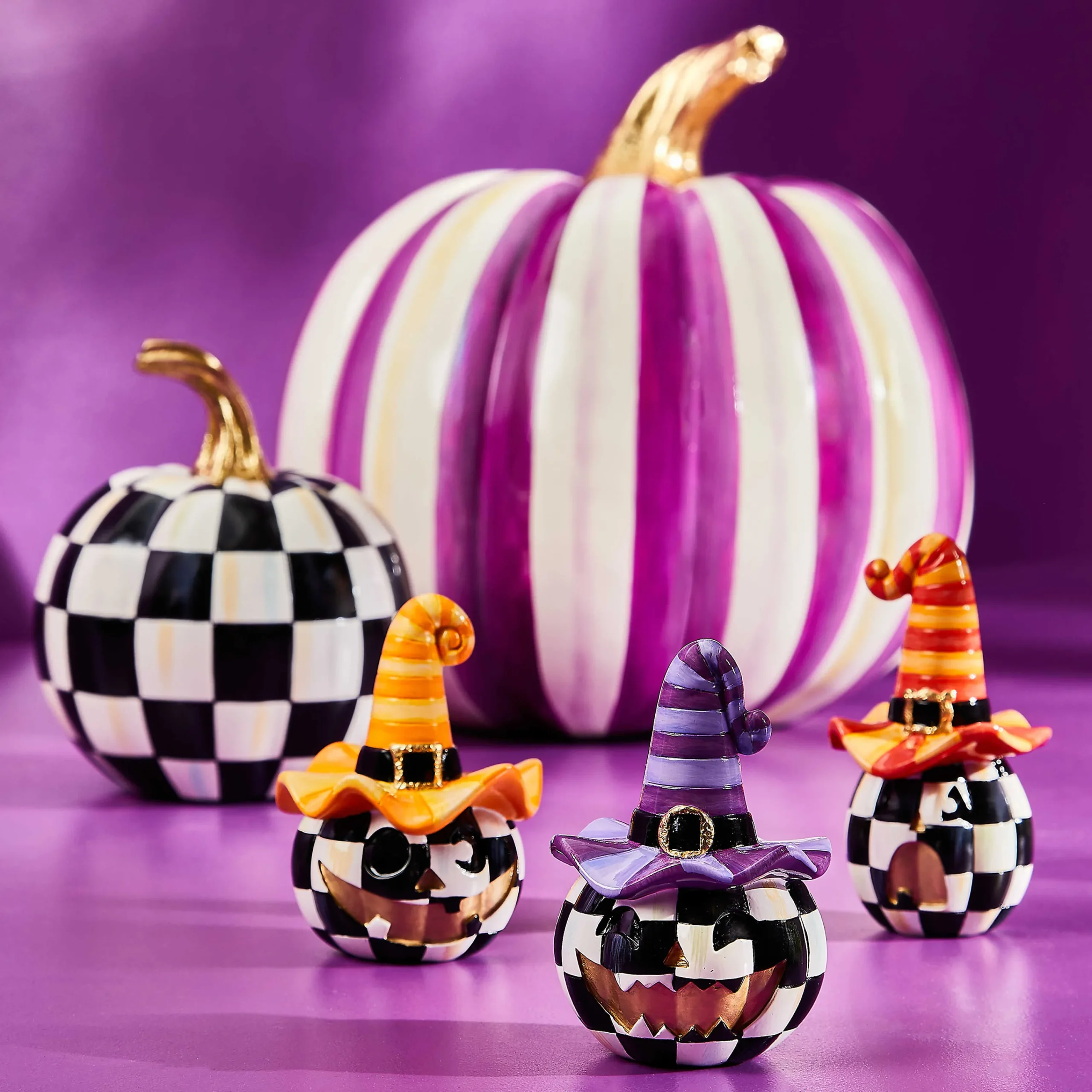 MacKenzie-Childs Pumpkins|The Halloween Shop<Courtly Check Glossy Mini Pumpkin