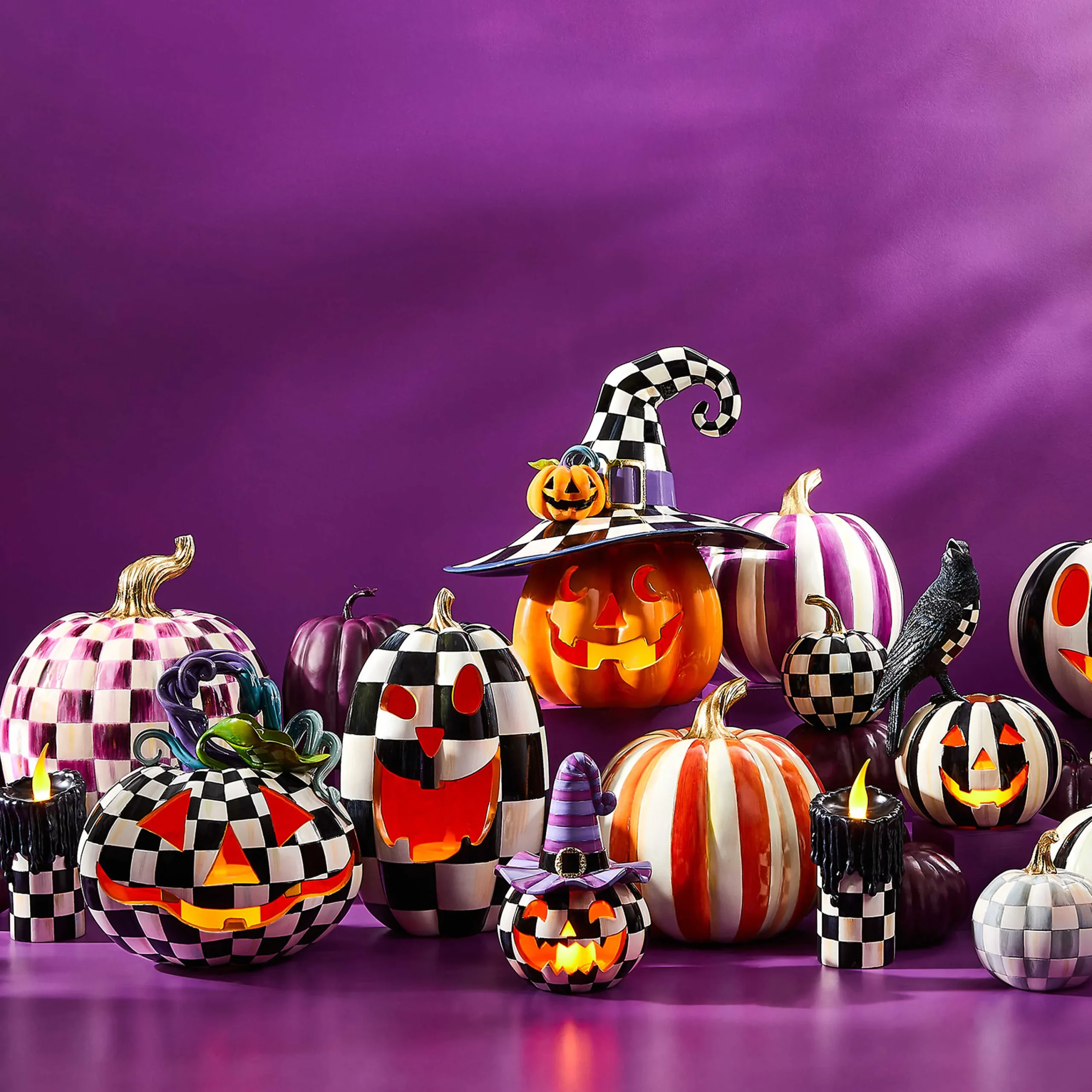 MacKenzie-Childs Pumpkins|The Halloween Shop<Courtly Check Glossy Mini Pumpkin