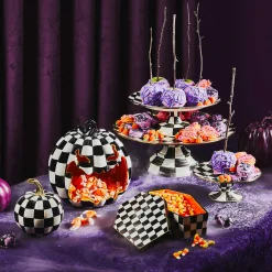 MacKenzie-Childs Pumpkins|The Halloween Shop<Courtly Check Glossy Mini Pumpkin