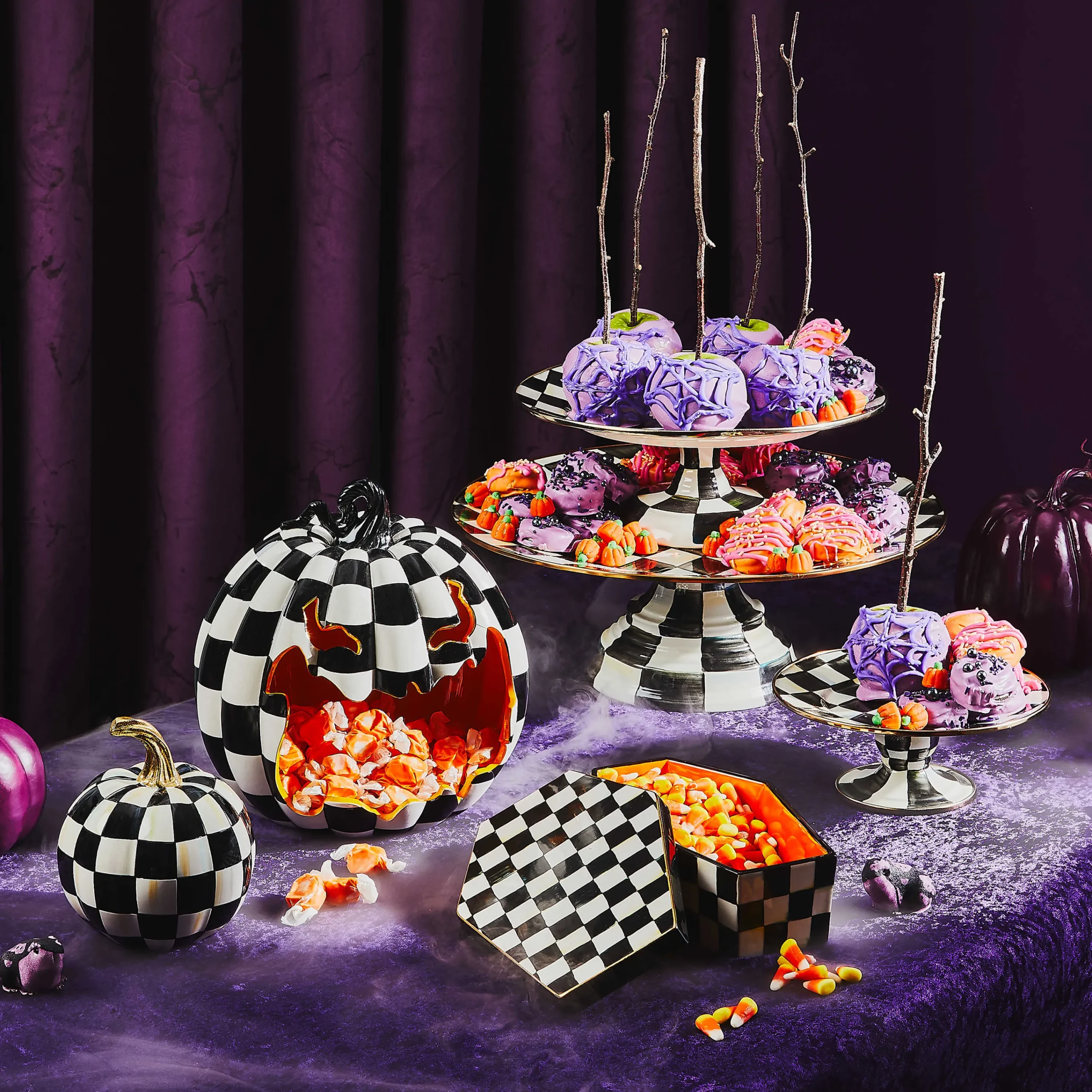 MacKenzie-Childs Pumpkins|The Halloween Shop<Courtly Check Glossy Mini Pumpkin
