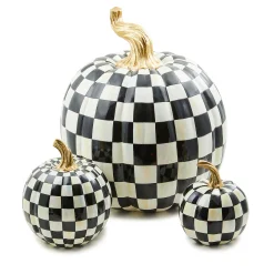 MacKenzie-Childs Pumpkins|The Halloween Shop<Courtly Check Glossy Mini Pumpkin