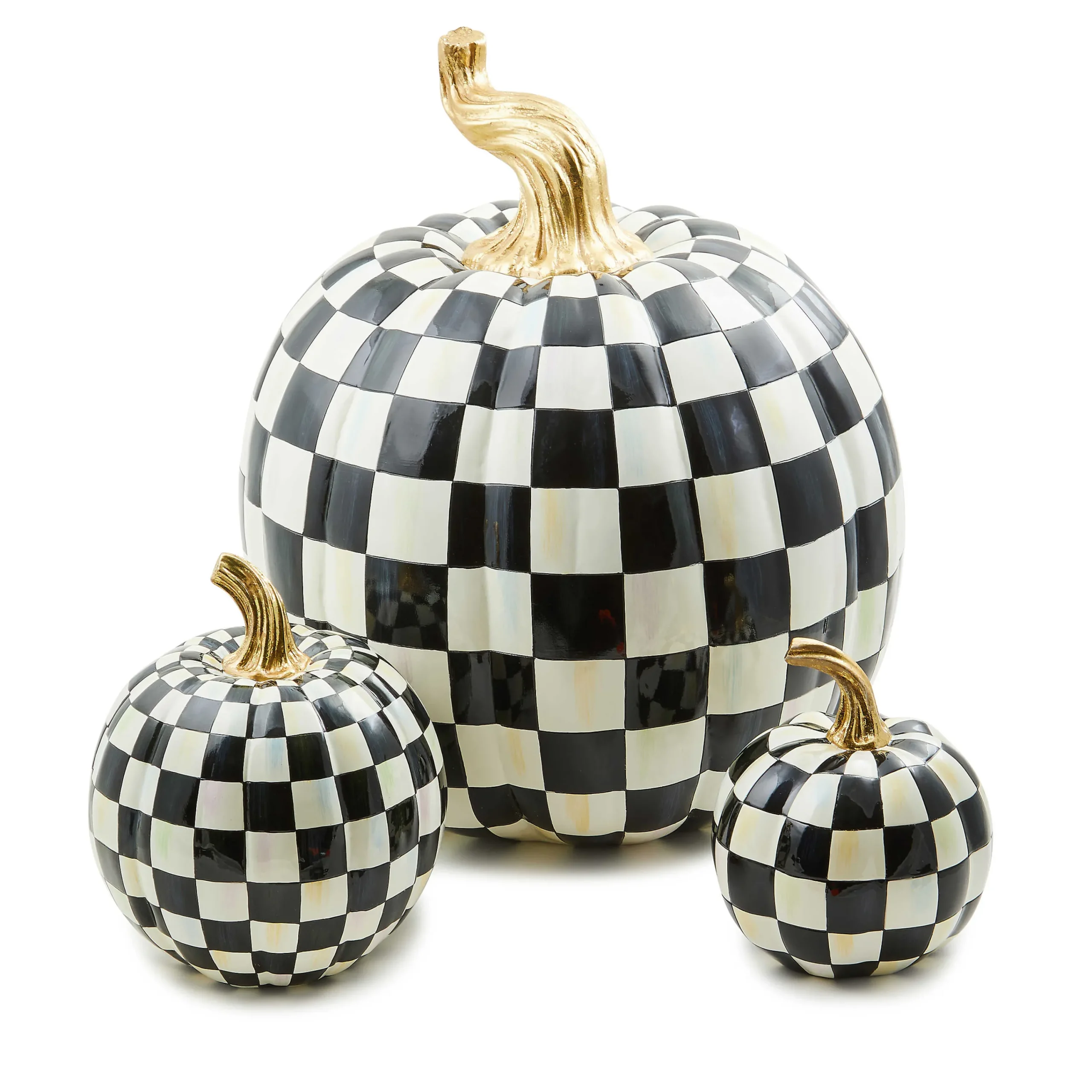 MacKenzie-Childs Pumpkins|The Halloween Shop<Courtly Check Glossy Mini Pumpkin