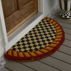 MacKenzie-Childs The Fall Shop|Rugs<Courtly Check Half Round Red  Gold Entrance Mat
