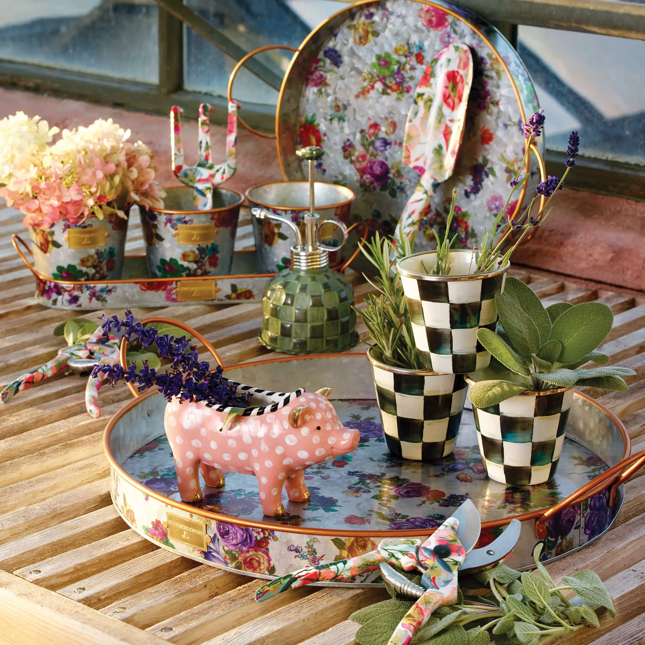 MacKenzie-Childs Spring|The Fall Shop<Courtly Check Herb Pots, Set of 3