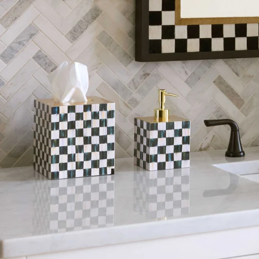 MacKenzie-Childs Bath & Bath Accessories<Courtly Check Lacquer Boutique Tissue Box Cover