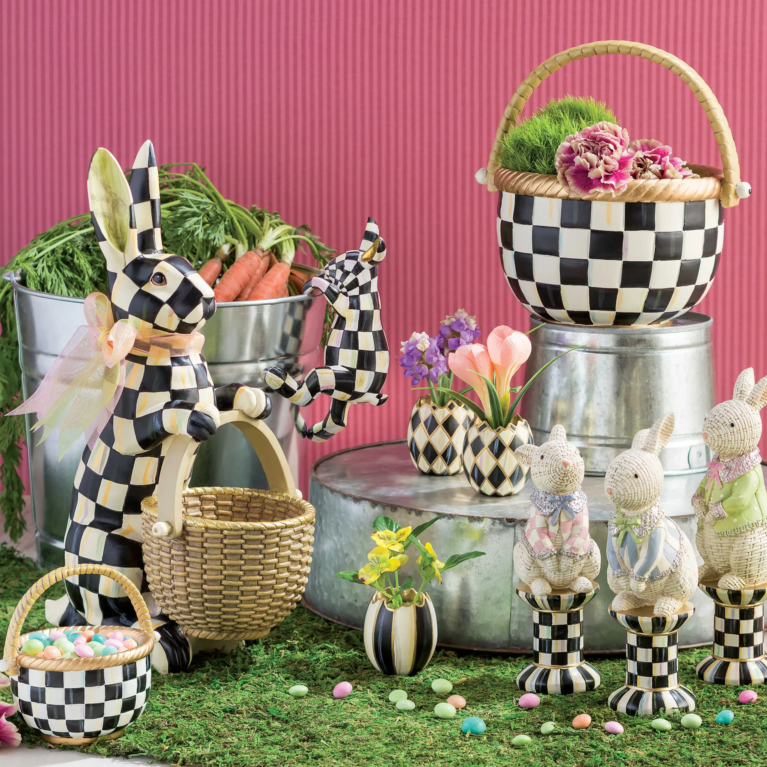 MacKenzie-Childs Easter|Spring<Courtly Check Large Basket