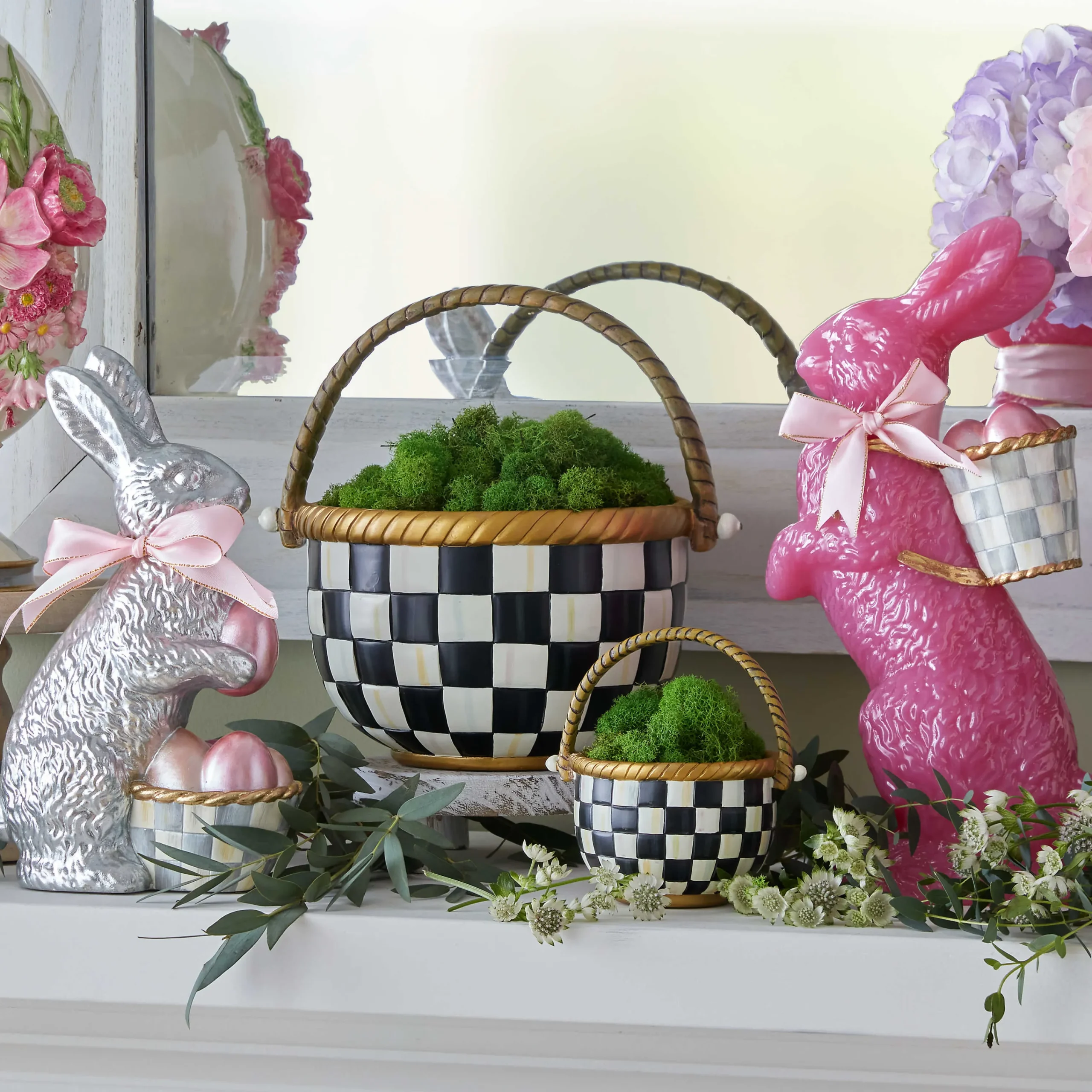 MacKenzie-Childs Easter|Spring<Courtly Check Large Basket