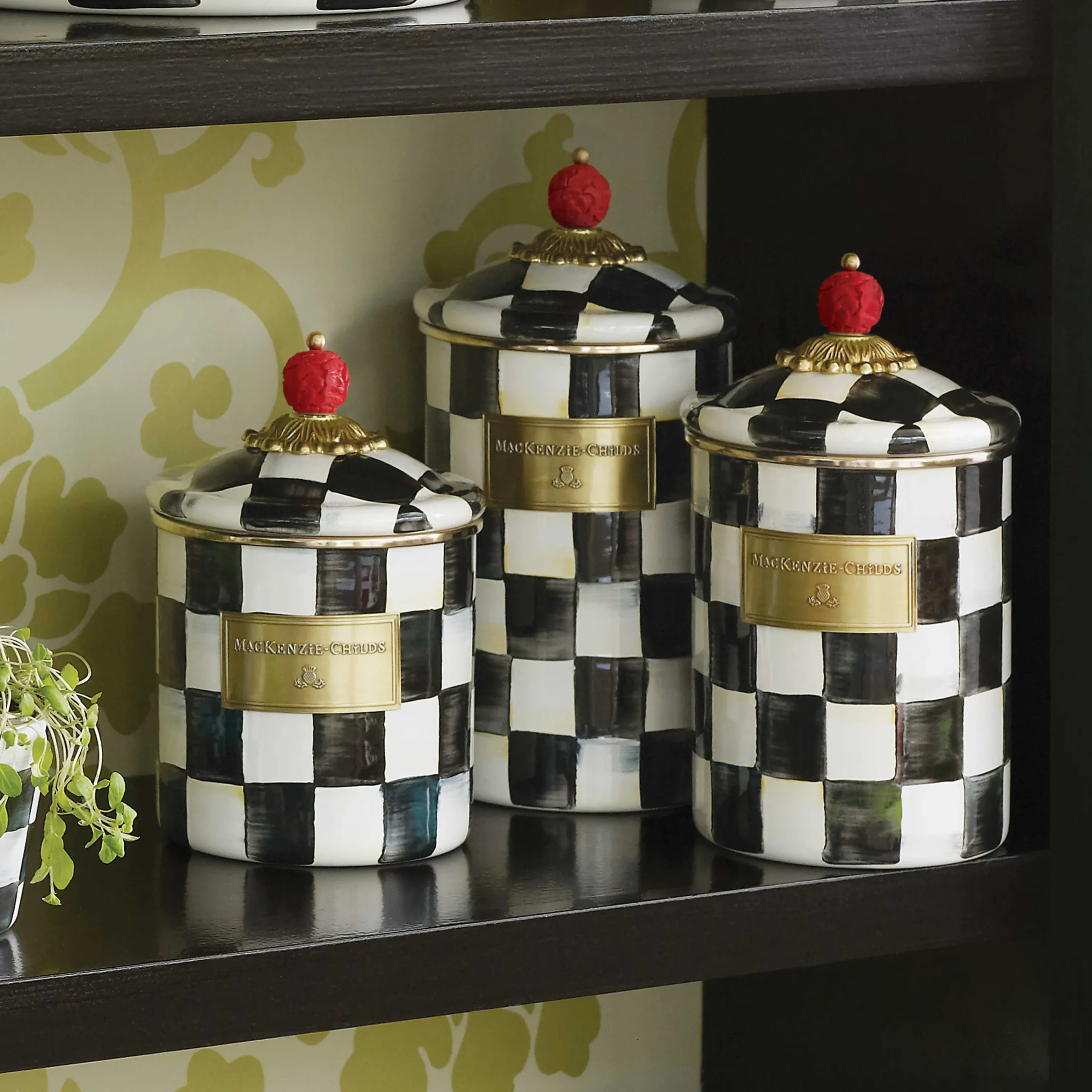 MacKenzie-Childs Room Accents|Kitchen Storage & Organization<Courtly Check Large Canister