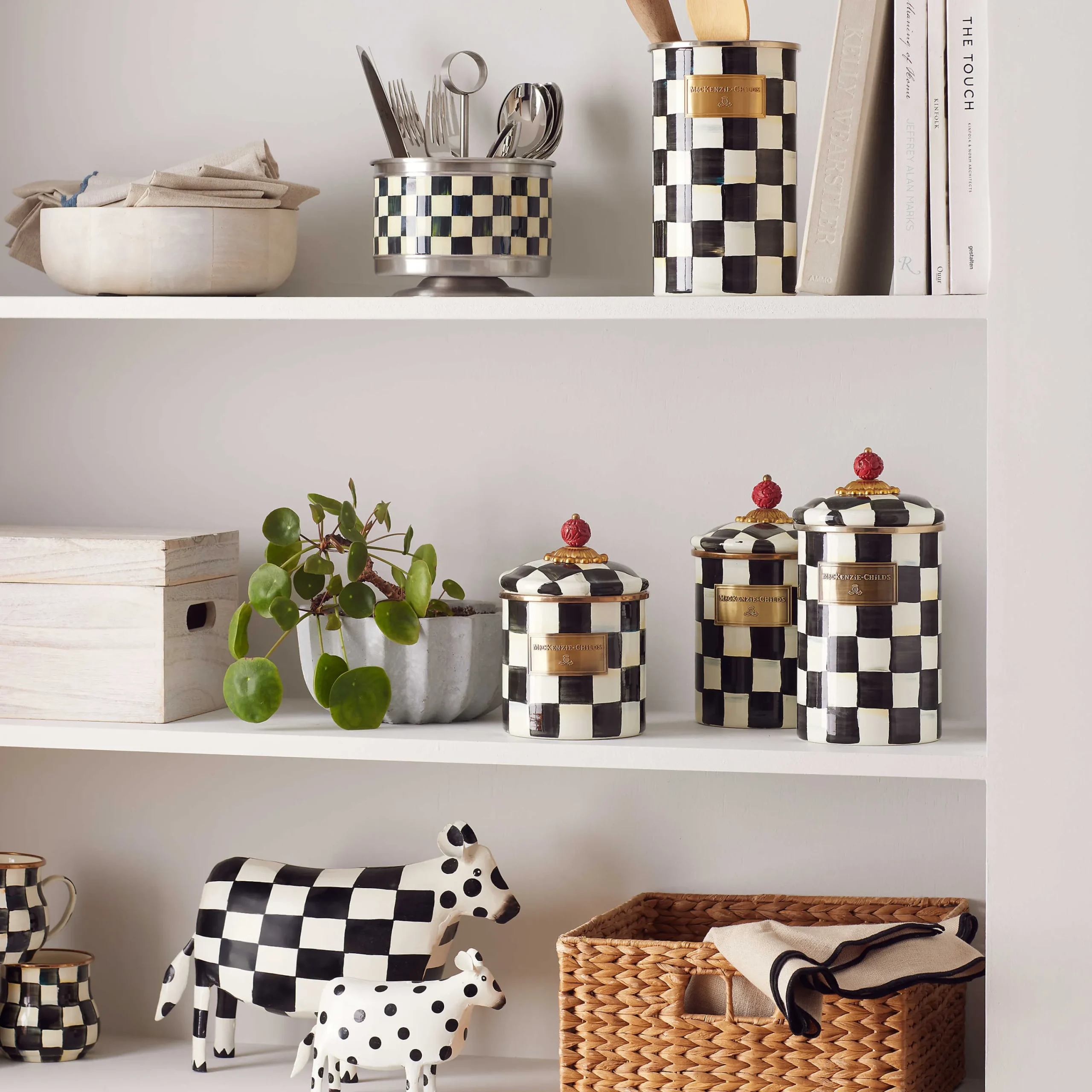 MacKenzie-Childs Room Accents|Kitchen Storage & Organization<Courtly Check Large Canister
