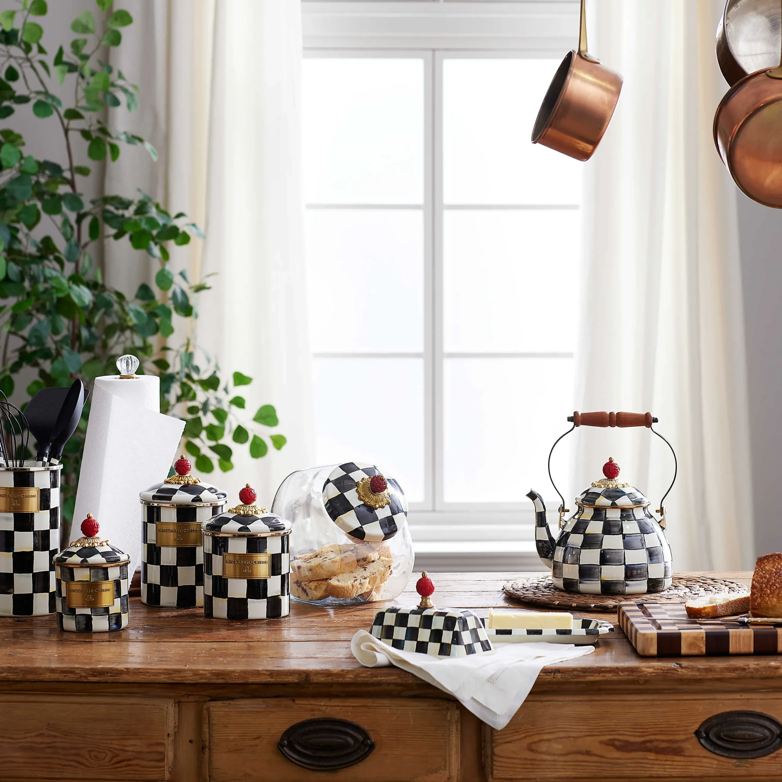 MacKenzie-Childs Room Accents|Kitchen Storage & Organization<Courtly Check Large Canister