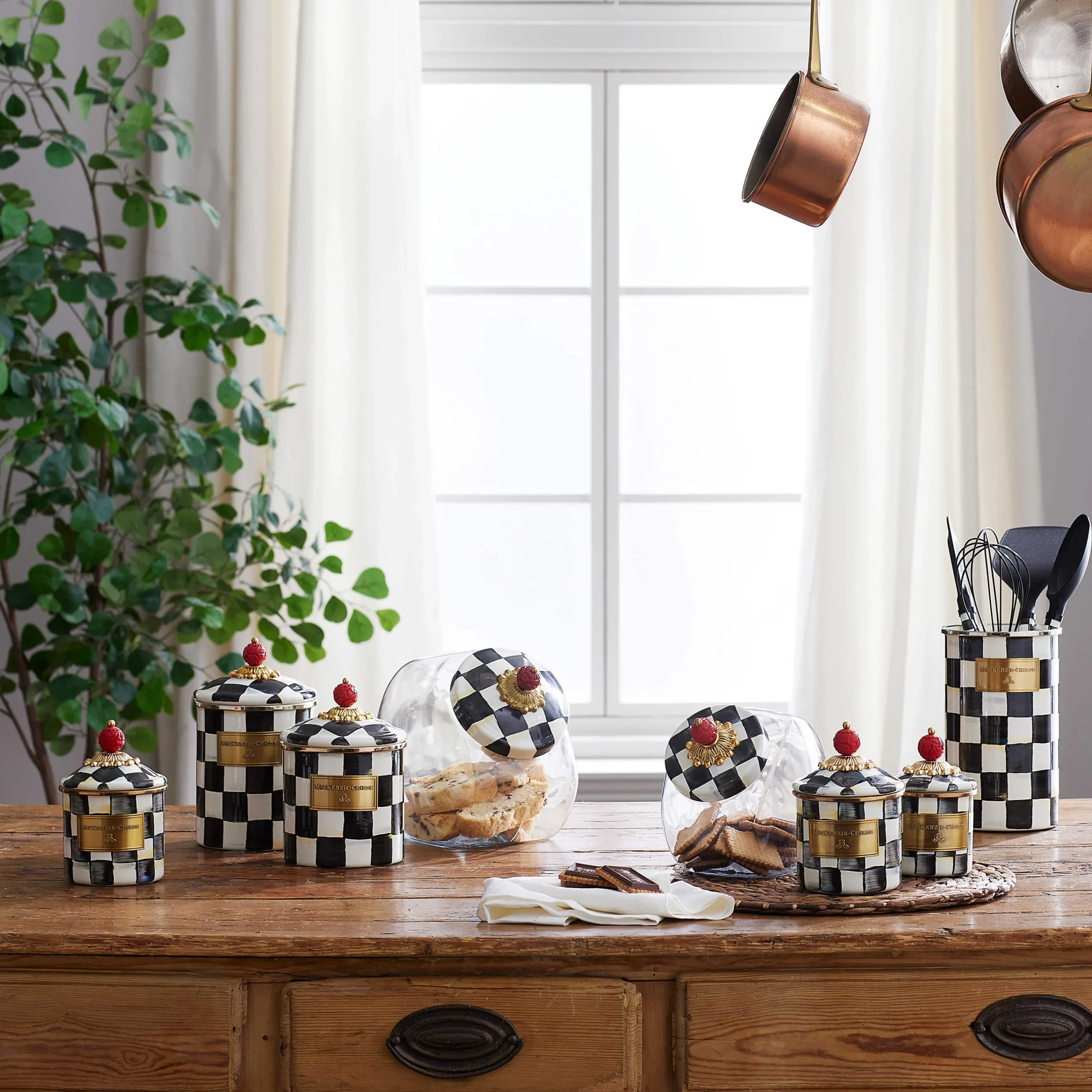MacKenzie-Childs Room Accents|Kitchen Storage & Organization<Courtly Check Large Canister