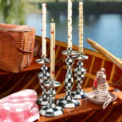 MacKenzie-Childs Candles & Fragrances|Table Accessories<Courtly Check Large Enamel Candlestick