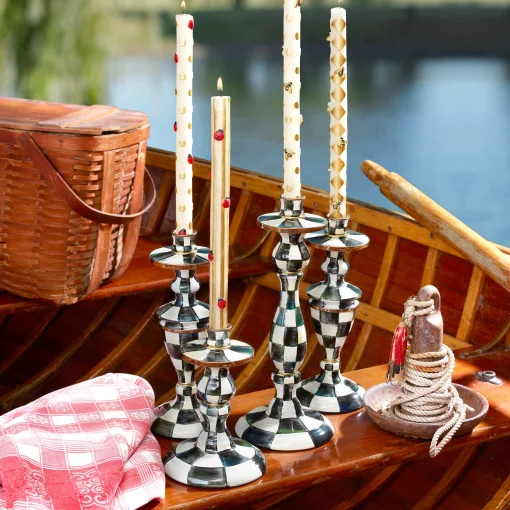 MacKenzie-Childs Candles & Fragrances|Table Accessories<Courtly Check Large Enamel Candlestick
