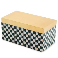 MacKenzie-Childs Room Accents<Courtly Check Large Lacquer Decorative Box with Gold Hinged Lid