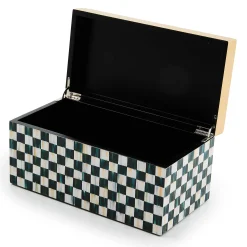 MacKenzie-Childs Room Accents<Courtly Check Large Lacquer Decorative Box with Gold Hinged Lid