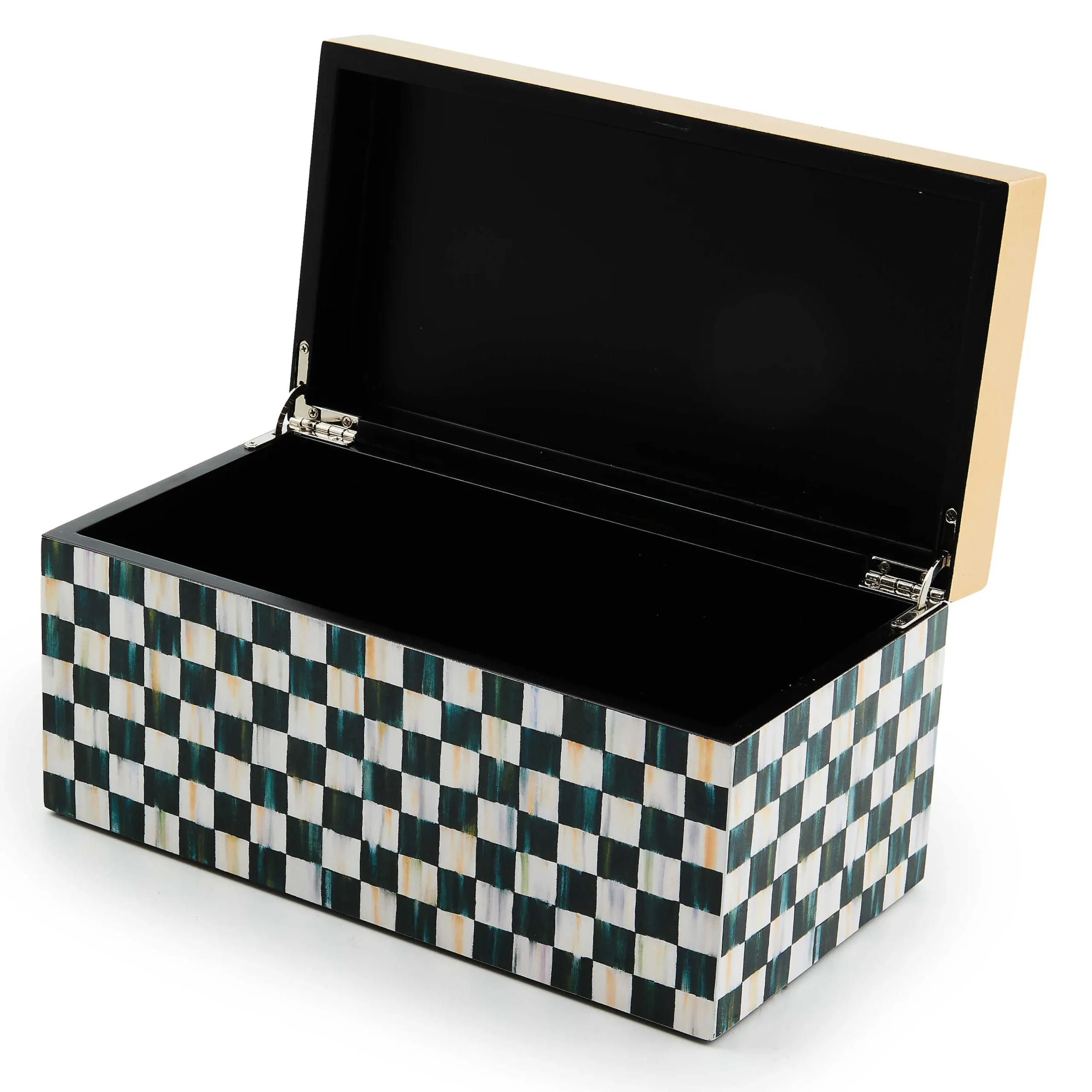 MacKenzie-Childs Room Accents<Courtly Check Large Lacquer Decorative Box with Gold Hinged Lid