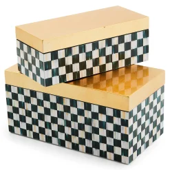 MacKenzie-Childs Room Accents<Courtly Check Large Lacquer Decorative Box with Gold Hinged Lid