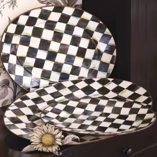 MacKenzie-Childs Bar Entertaining|Serveware<Courtly Check Medium Oval Platter