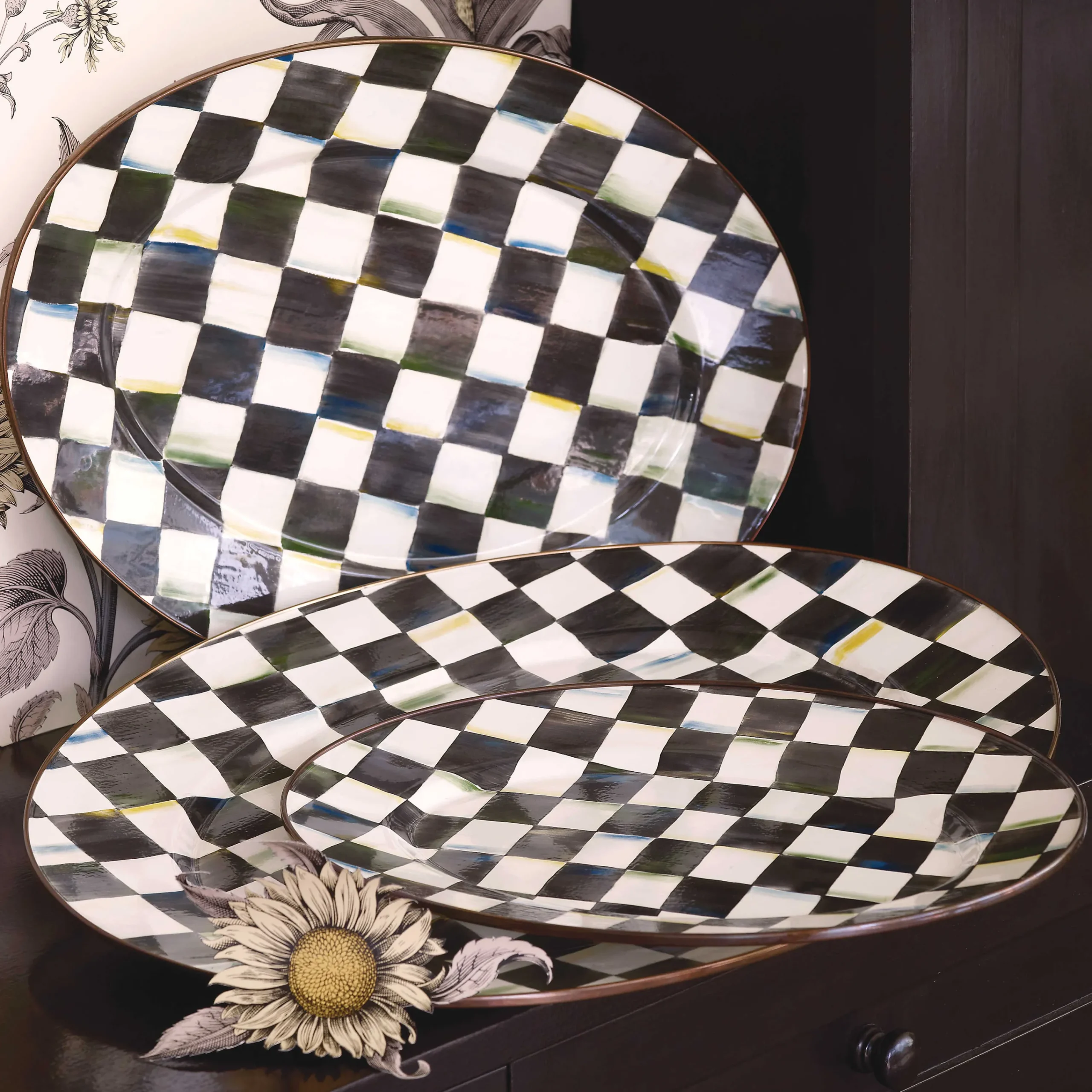 MacKenzie-Childs Bar Entertaining|Serveware<Courtly Check Medium Oval Platter