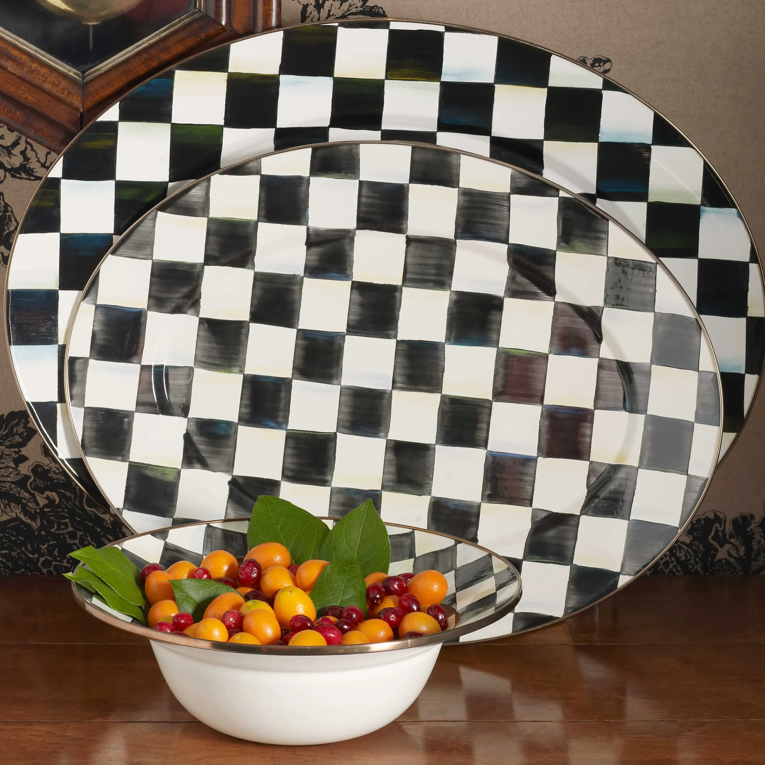 MacKenzie-Childs Bar Entertaining|Serveware<Courtly Check Medium Oval Platter