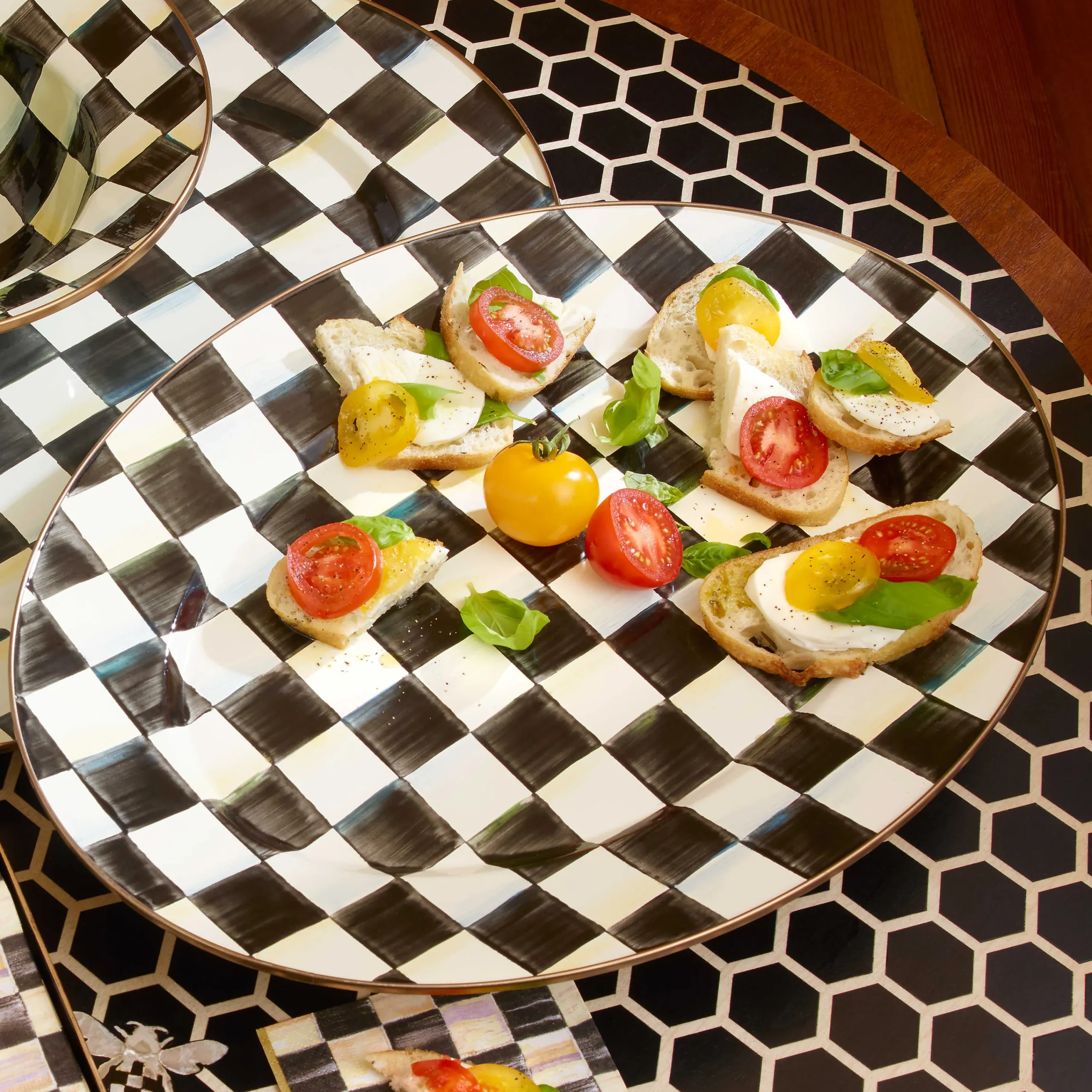 MacKenzie-Childs Bar Entertaining|Serveware<Courtly Check Medium Oval Platter