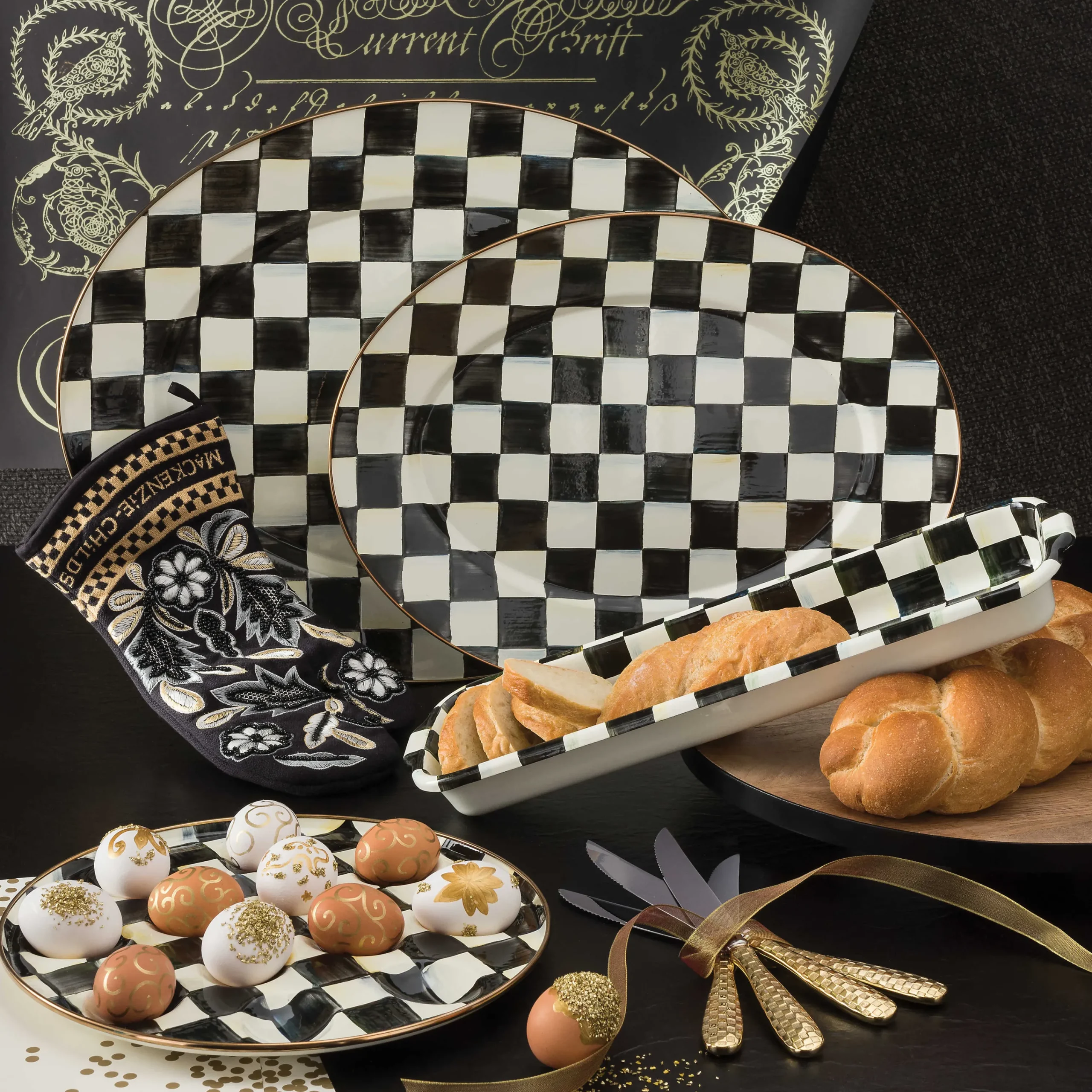 MacKenzie-Childs Bar Entertaining|Serveware<Courtly Check Medium Oval Platter