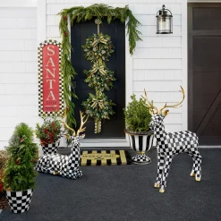 MacKenzie-Childs Holiday|Outdoor<Courtly Check Outdoor Resting Deer