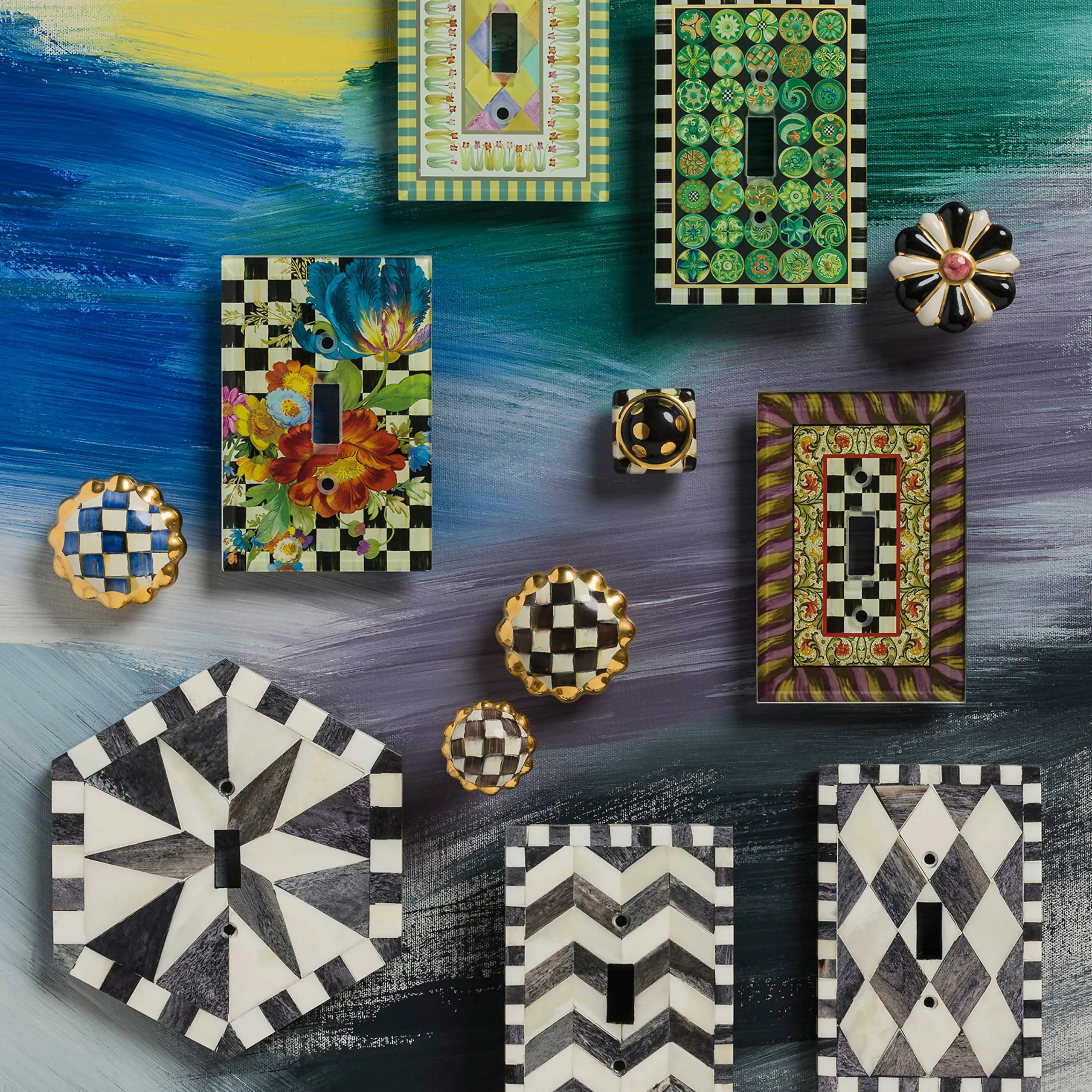MacKenzie-Childs Finishing Touches|Room Accents<Courtly Check Petit Four Round Knob