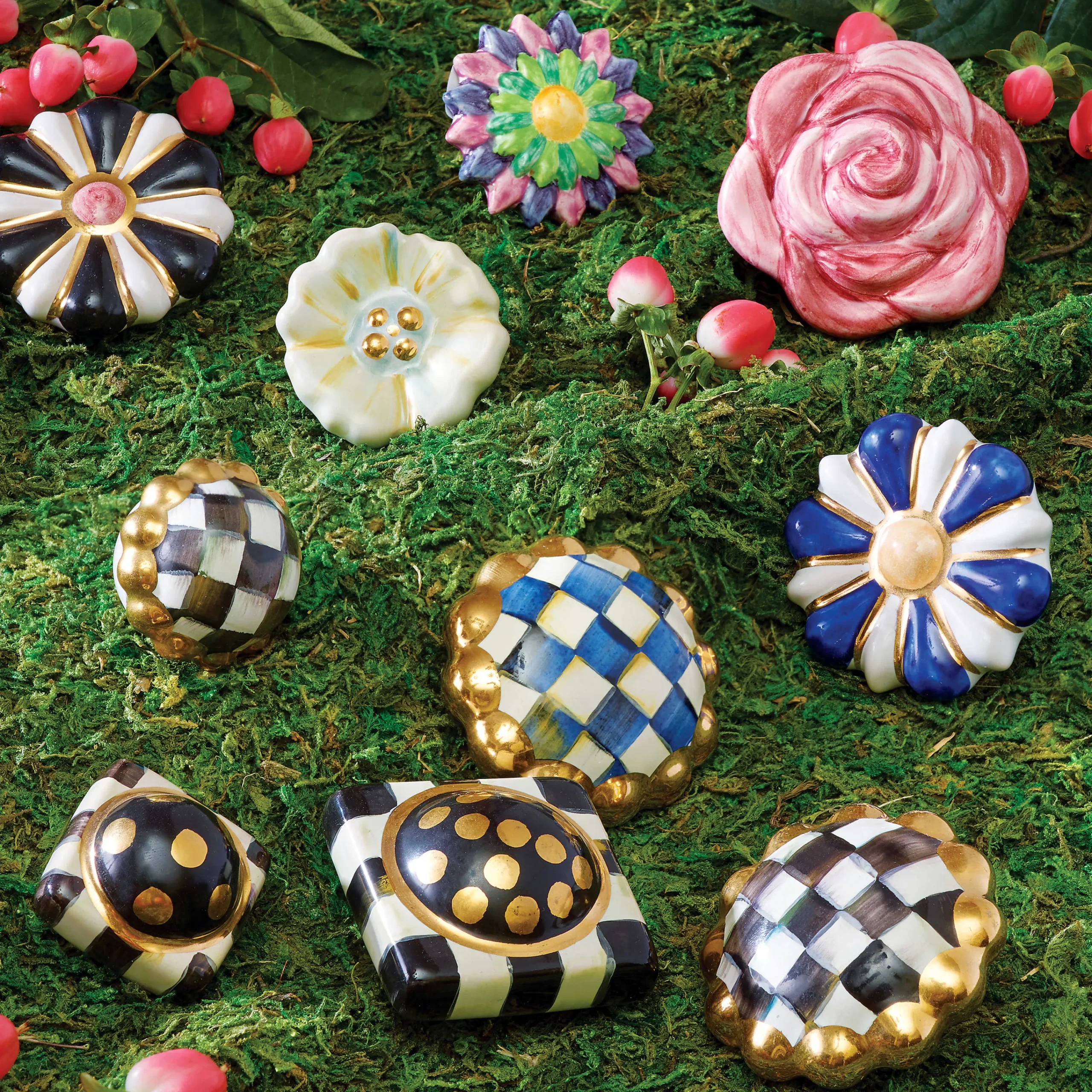 MacKenzie-Childs Finishing Touches|Room Accents<Courtly Check Petit Four Round Knob