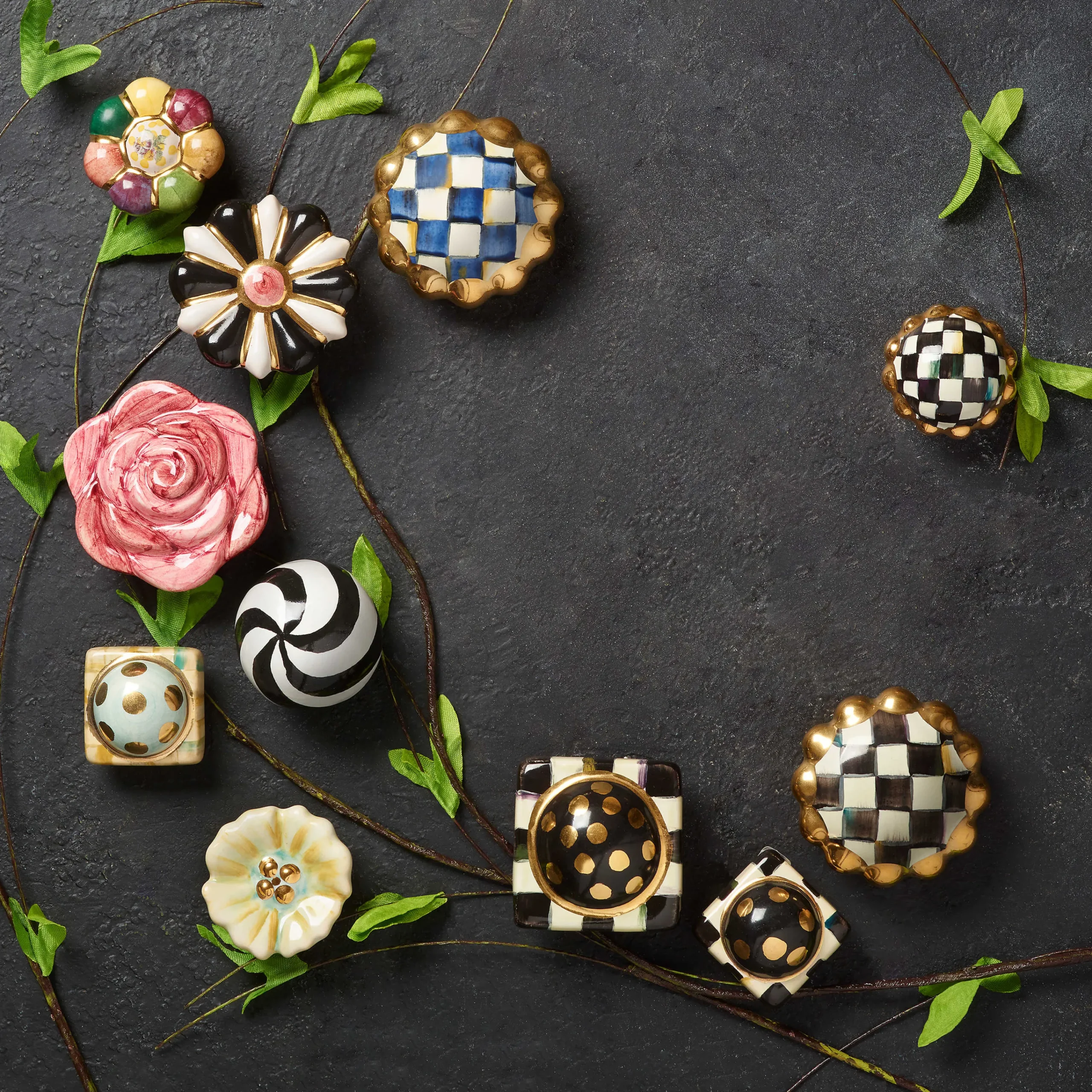 MacKenzie-Childs Finishing Touches|Room Accents<Courtly Check Petit Four Round Knob