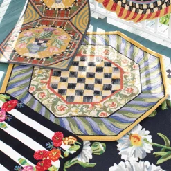 MacKenzie-Childs Rugs<Courtly Check Purple  Green 5' Octagon Rug