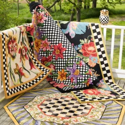 MacKenzie-Childs Rugs<Courtly Check Purple  Green 5' Octagon Rug