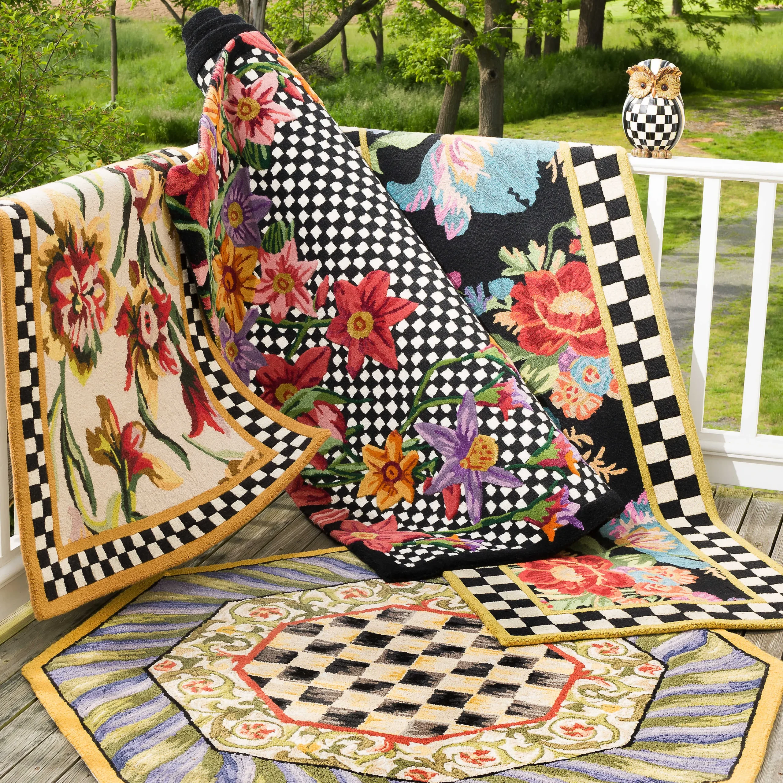 MacKenzie-Childs Rugs<Courtly Check Purple  Green 5' Octagon Rug