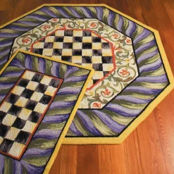 MacKenzie-Childs Rugs<Courtly Check Purple  Green 5' Octagon Rug