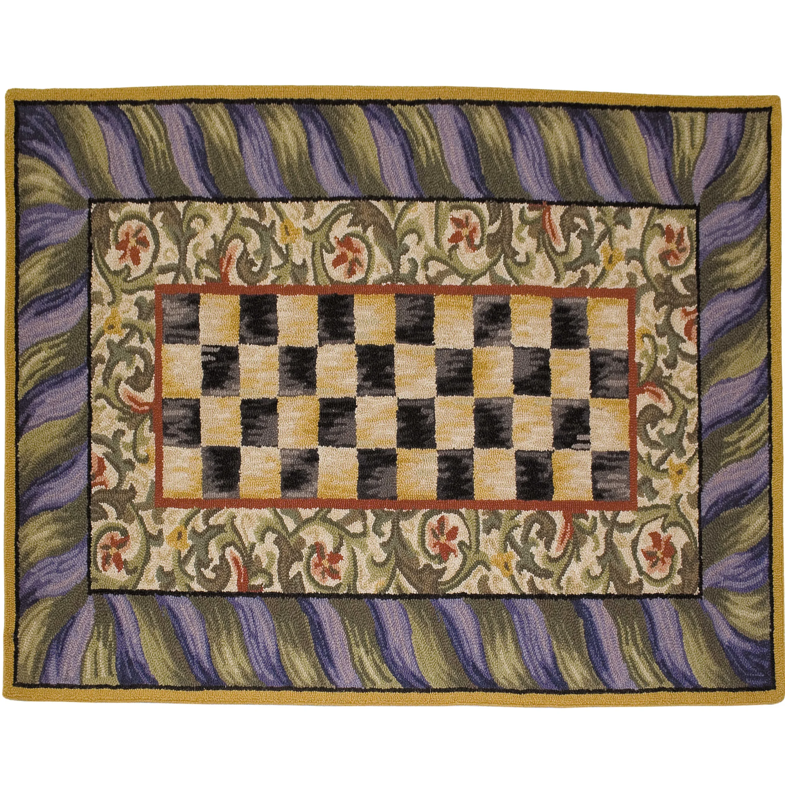 MacKenzie-Childs Rugs<Courtly Check Purple  Green 3' x 5' Rug