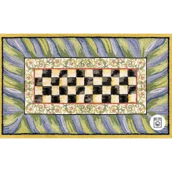 MacKenzie-Childs Rugs<Courtly Check Purple  Green 3' x 5' Washable Rug