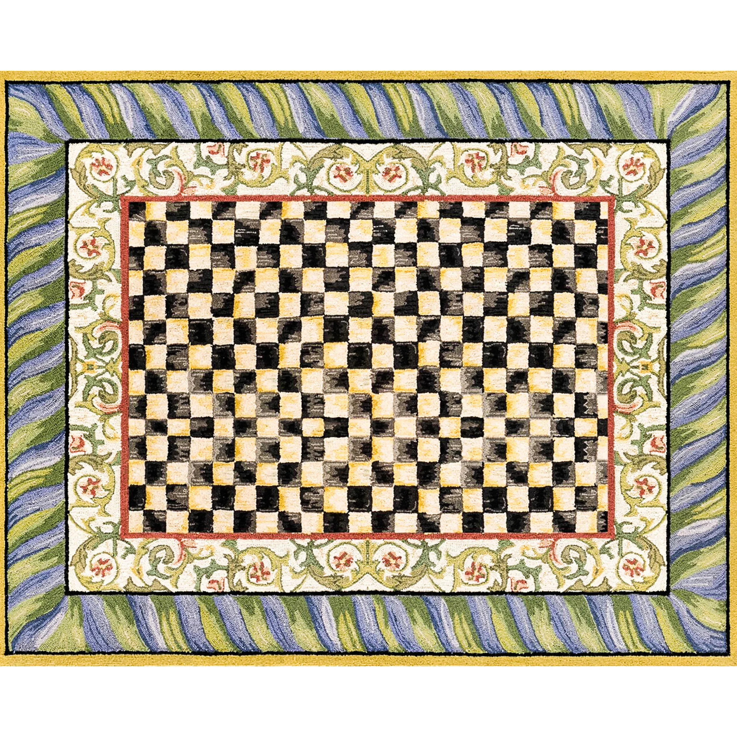 MacKenzie-Childs Rugs<Courtly Check Purple  Green 8' x 10' Washable Rug