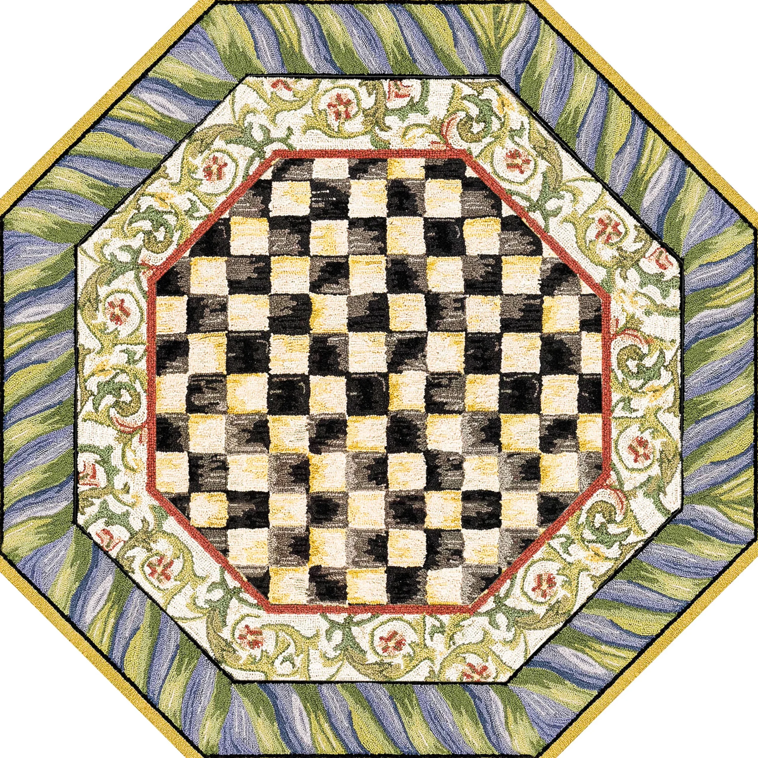 MacKenzie-Childs Rugs<Courtly Check Purple  Green 6' Octagon Washable Rug