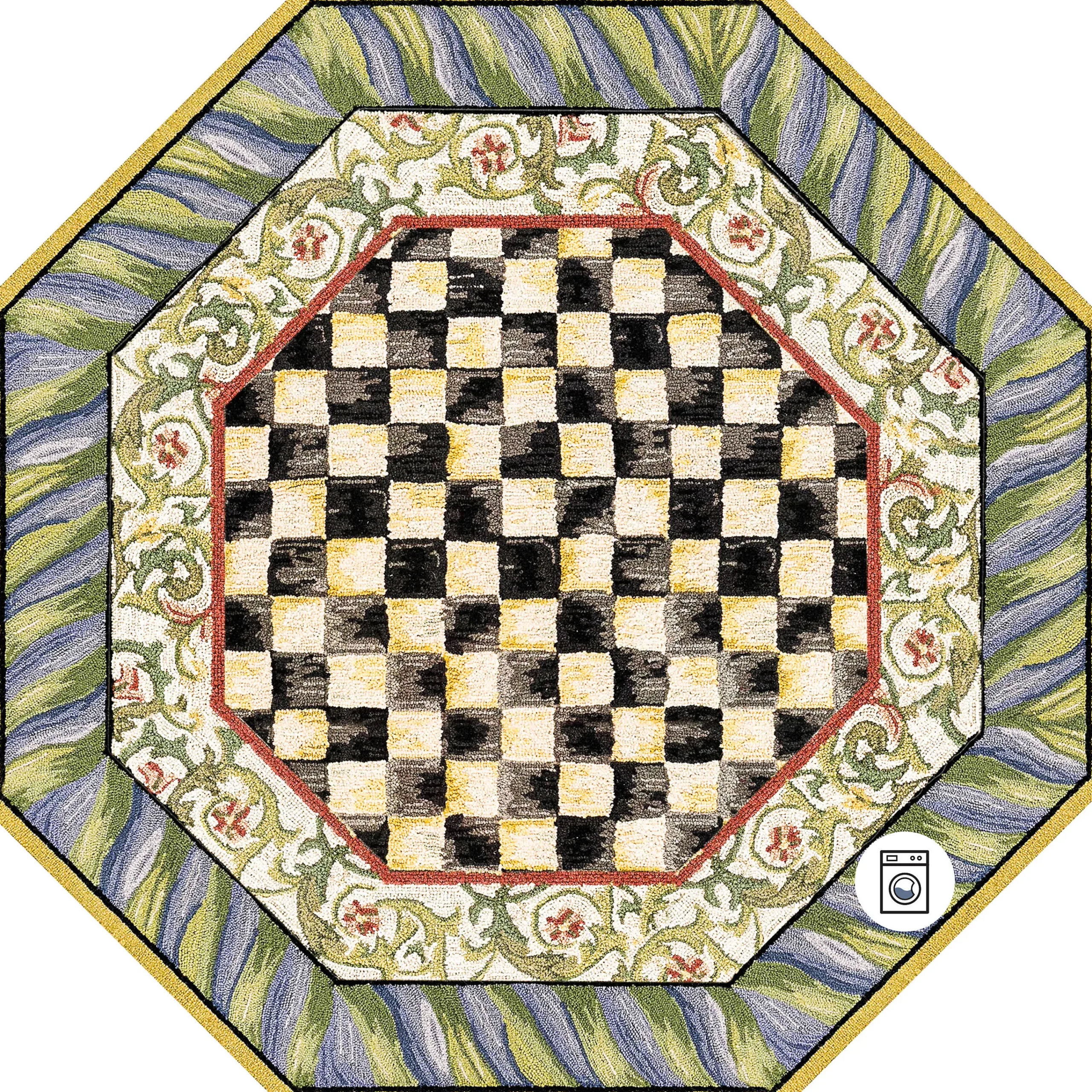 MacKenzie-Childs Rugs<Courtly Check Purple  Green 6' Octagon Washable Rug