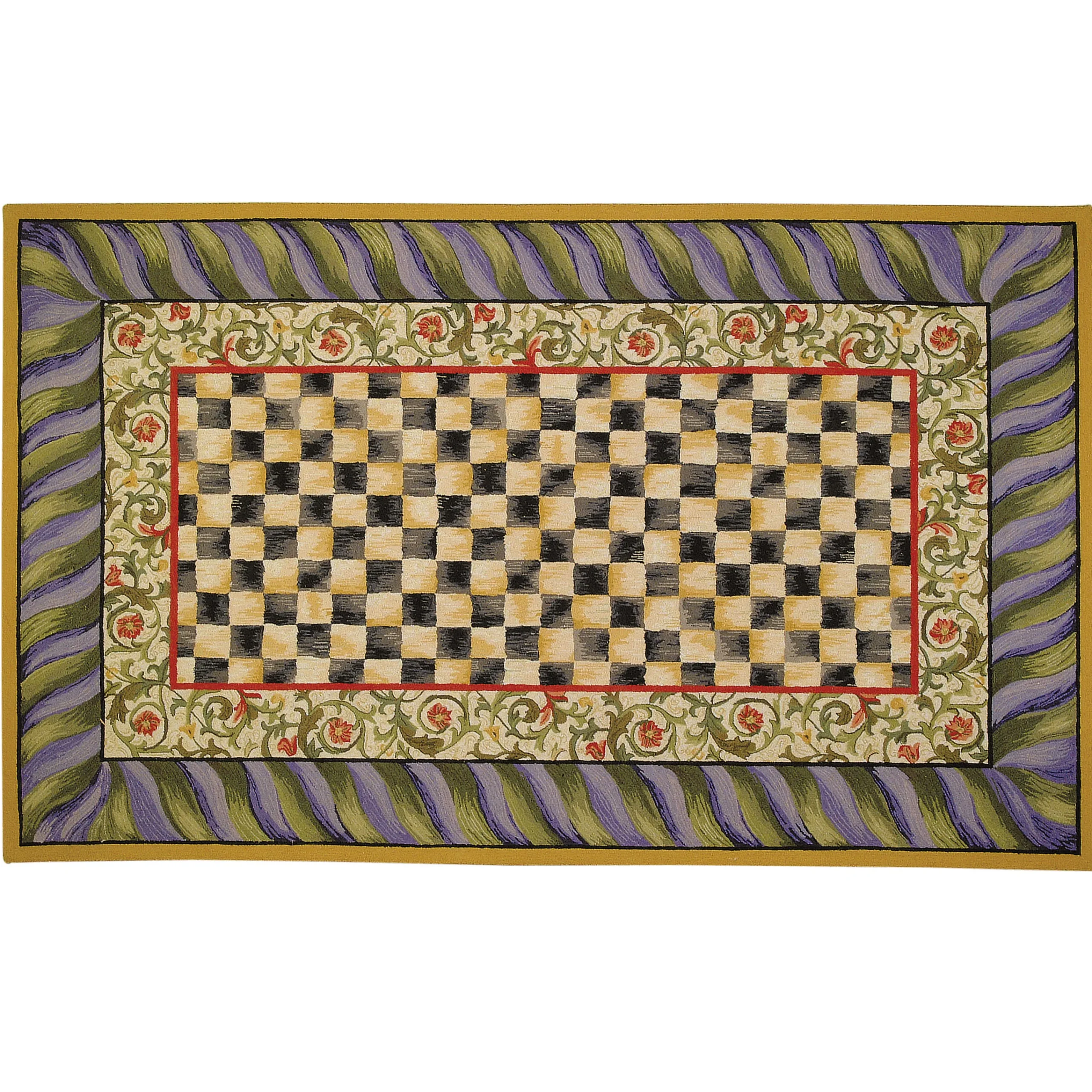 MacKenzie-Childs Rugs<Courtly Check Purple  Green 9' x 12' Rug