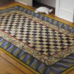 MacKenzie-Childs Rugs<Courtly Check Purple  Green 5' x 8' Rug