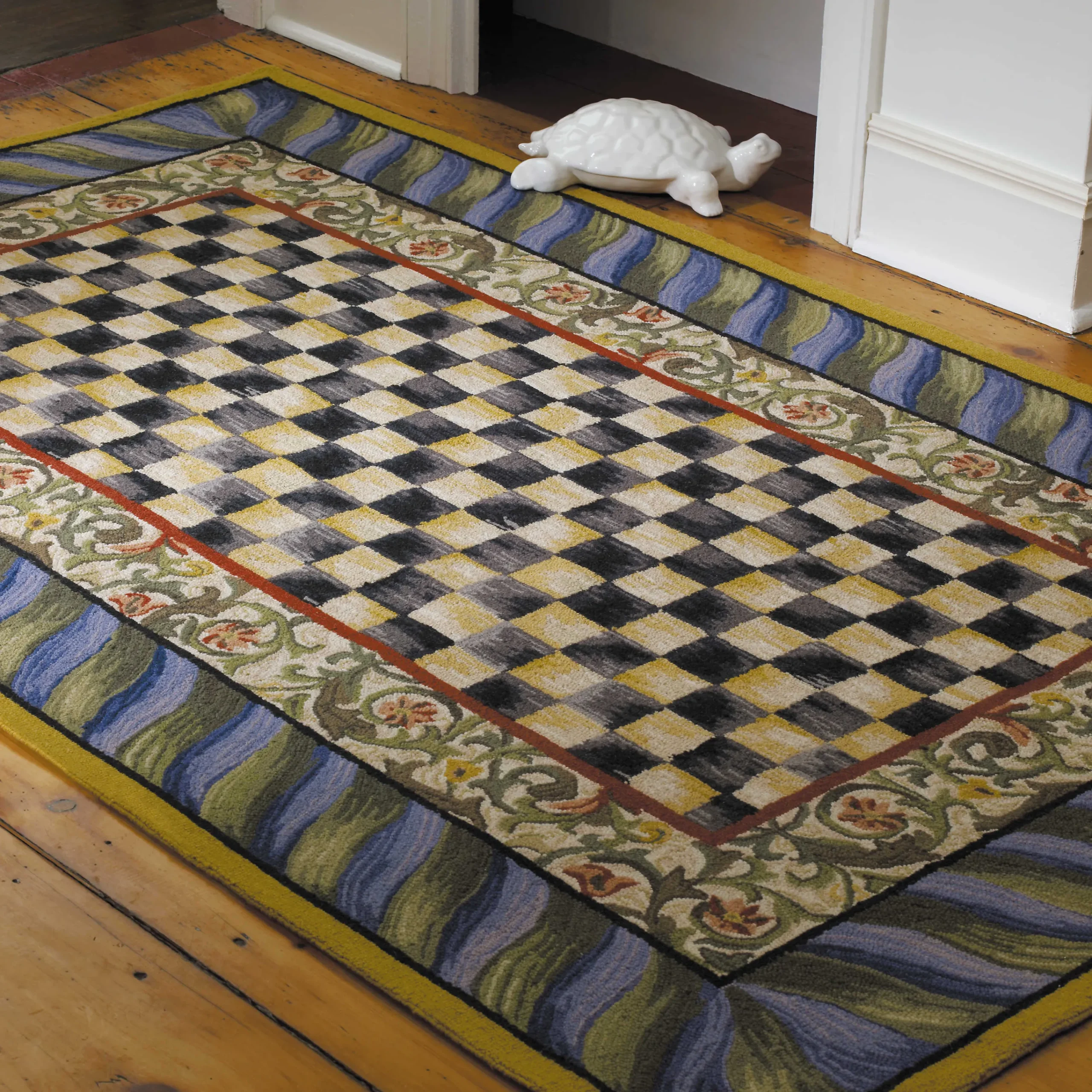 MacKenzie-Childs Rugs<Courtly Check Purple  Green 5' x 8' Rug