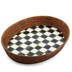 MacKenzie-Childs Fall Entertaining|Bar Entertaining<Courtly Check Rattan  Enamel Large Serving Tray