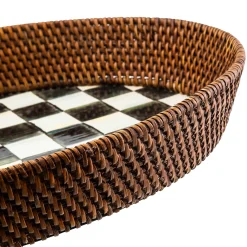 MacKenzie-Childs Fall Entertaining|Bar Entertaining<Courtly Check Rattan  Enamel Large Serving Tray