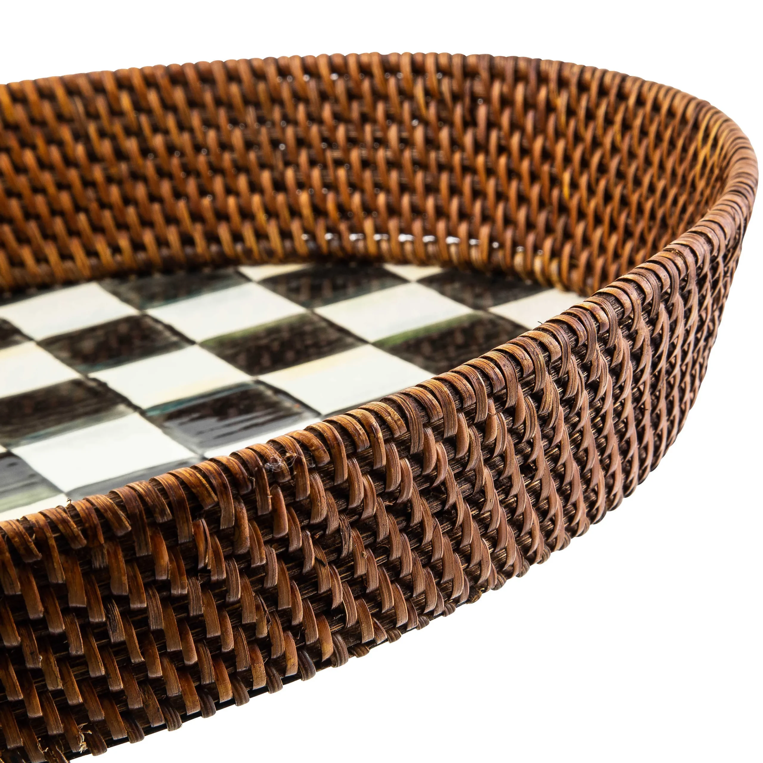 MacKenzie-Childs Fall Entertaining|Bar Entertaining<Courtly Check Rattan  Enamel Large Serving Tray