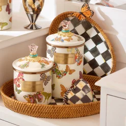 MacKenzie-Childs Fall Entertaining|Bar Entertaining<Courtly Check Rattan  Enamel Large Serving Tray
