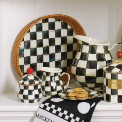 MacKenzie-Childs Fall Entertaining|Bar Entertaining<Courtly Check Rattan  Enamel Large Serving Tray