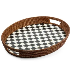 MacKenzie-Childs Bar Entertaining|Serveware<Courtly Check Rattan  Enamel Party Serving Tray